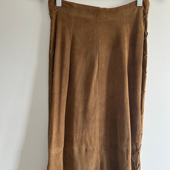 Maxfield Parrish Genuine Suede Maxi Skirt – Tan-Lace-Up Side Slit – Made in GB - Picture 5 of 10